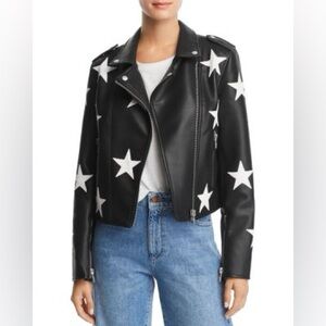 Blank NYC Black Faux Leather Moto Jacket with Silver Hardware